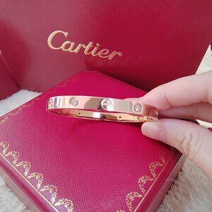 Cartier Wide Four-Diamond Classic Love Bracelet in Rose Gold